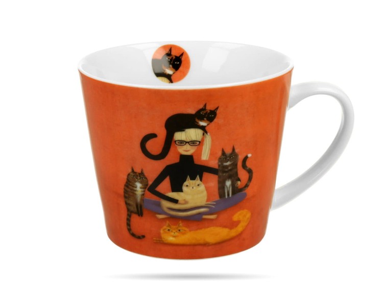 Kubek prosty Koci świat Cindy i koty 610 ml porcelana na prezent DUO