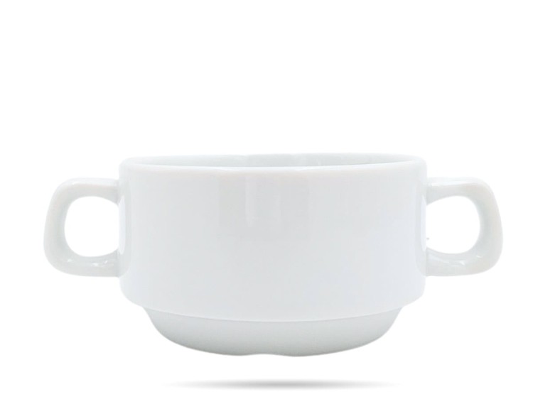 Bulionówka biała 300 ml z uchwytami sztaplowana PORCELANA BOGUCICE
