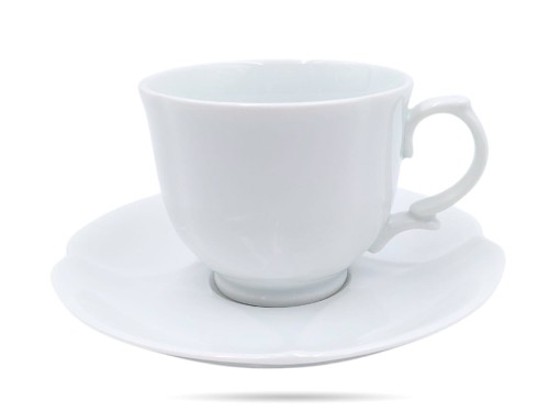 Filiżanki ze spodkami 220 ml 2 szt prezent Perla White PORCELANA BOGUCICE