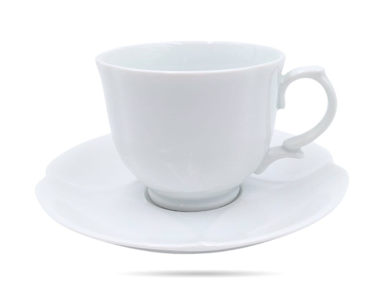 Filiżanki ze spodkami 220 ml 2 szt prezent Perla White PORCELANA BOGUCICE