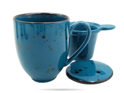 Kubek z pokrywką 400 ml zaparzacz Cottage Laguna Alumina PORCELANA BOGUCICE