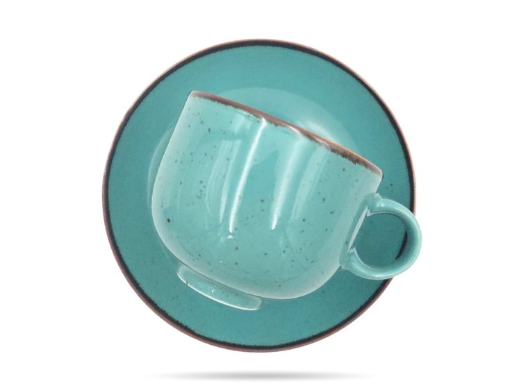 Filiżanka ze spodkiem 250 ml zielona Rustic Green PORCELANA BOGUCICE