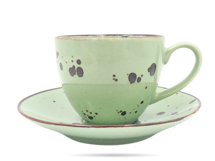Filiżanka ze spodkiem 300 ml zielona Cottage Green PORCELANA BOGUCICE