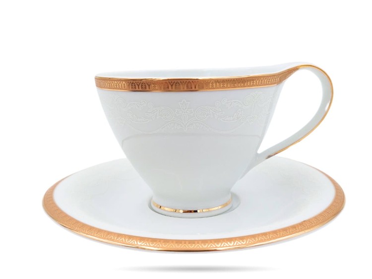 Filiżanka ze spodkiem 200 ml Antonio Gold Plus PORCELANA BOGUCICE