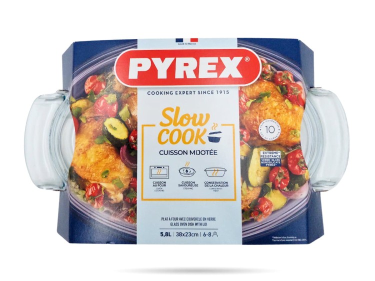 Owalne naczynie żaroodporne z pokrywą 38 x 23 cm 5,8 L Slow Cook PYREX