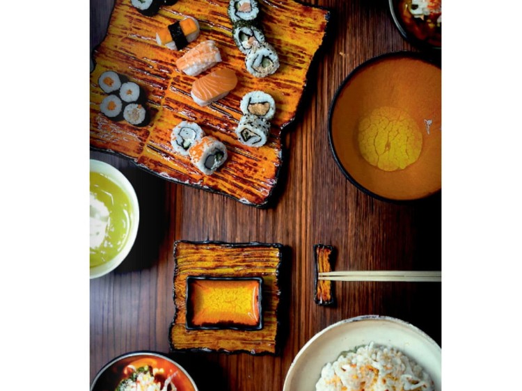 Półmsek Sushi 30 cm Moku Bursztyn KERA CERAMIKA