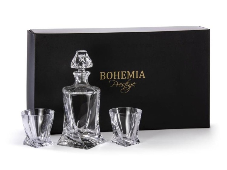 Zestaw do whisky Prestige Quadro karafka + 6 szklanek kryształ BOHEMIA