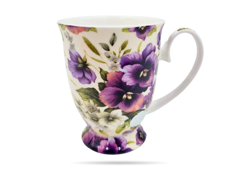 Kubki w sercu kwiaty bratki 300 ml 2 szt porcelana na prezent CARMANI