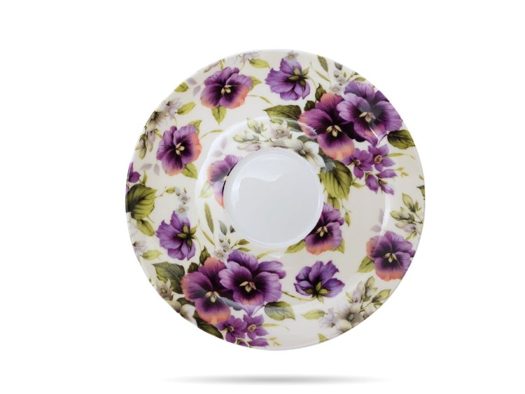 Filiżanki ze spodkami 320 ml 2 szt bratki porcelana na prezent CARMANI