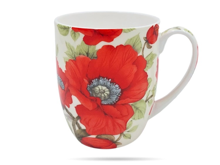 Kubek kwiaty maki 420 ml porcelana na prezent CARMANI