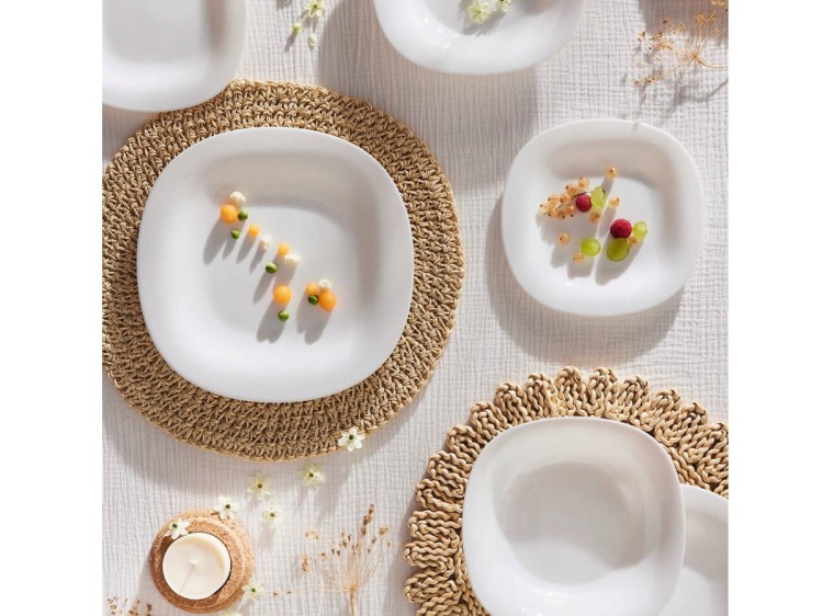 Serwis obiadowy z salaterką dla 12 osób 37 el czarno biały Carine LUMINARC