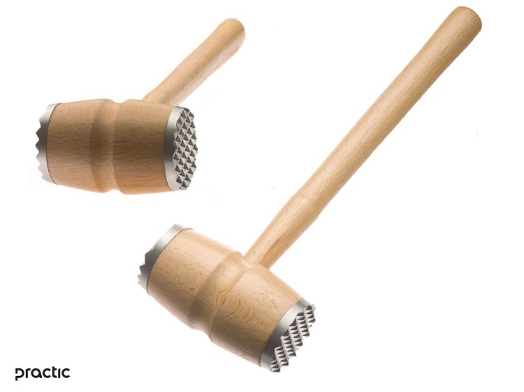 Drewniany tłuczek do mięsa okuwany 30 cm PRACTIC