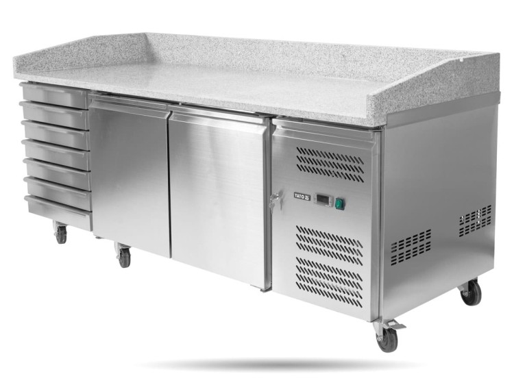 Stół chłodniczy do pizzy 580 L blat granit YATO