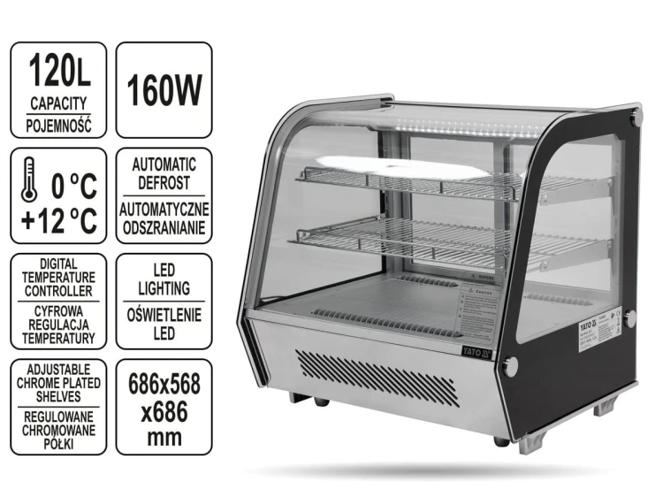 Witryna chłodnicza 120L srebrna YATO