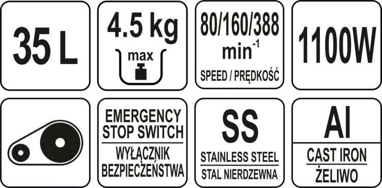 Mikser planetarny 35 litrów 1,1kW YATO