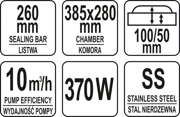 Komorowa pakowarka próżniowa 260 mm YATO