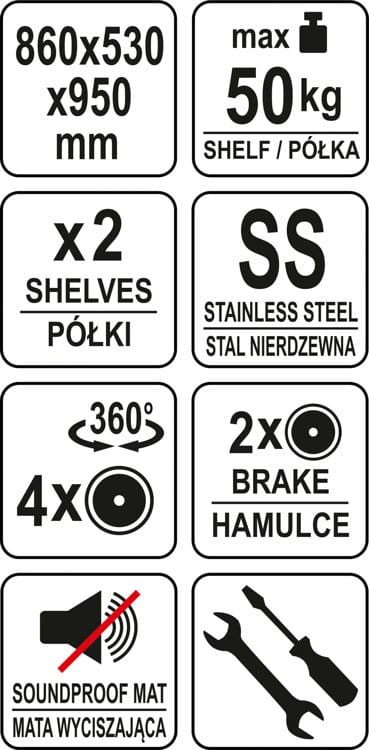 Wózek kelnerski 2-półkowy YG-09090 YATO