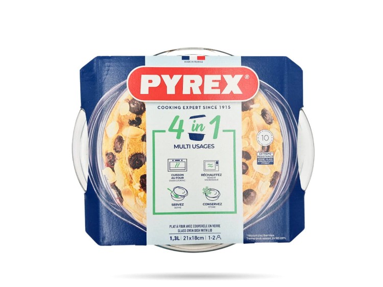 Szklane naczynie żaroodporne z pokrywą średnica 18 cm 1,3 L PYREX