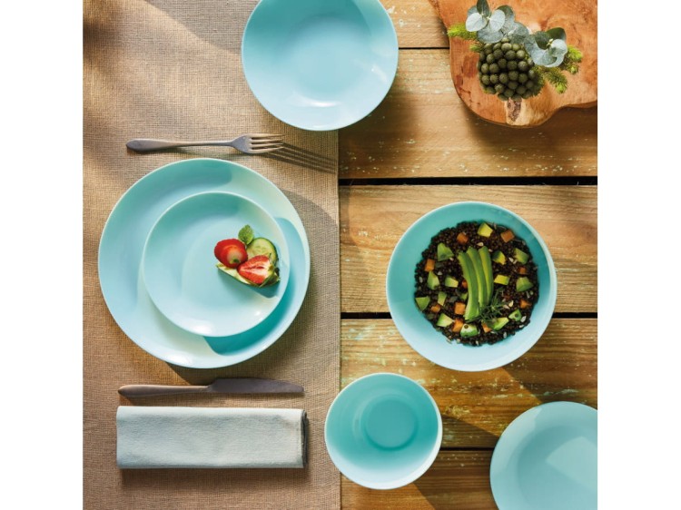 Serwis obiadowy dla 6 osób 18 elementów turkusowy Diwali LUMINARC