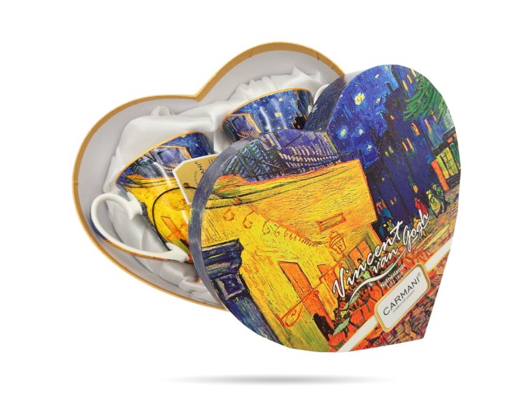 Kubki w sercu Van Gogh Tarasy 300 ml 2 szt porcelana na prezent CARMANI