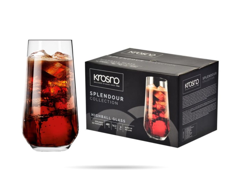 Szklanki do napojów 490 ml zestaw 6  szt szklanki wysokie Splendour KROSNO
