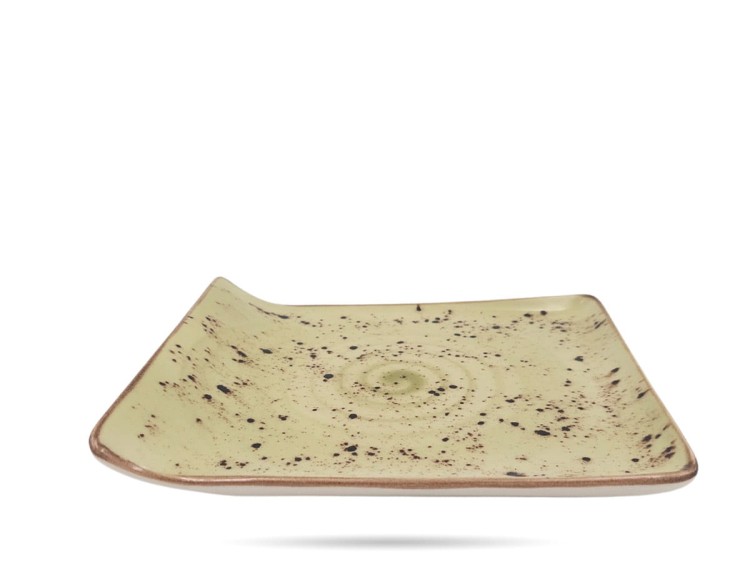 Talerz serwingowy Olive 21,5 x 18 cm zielony Earth Colours porcelana FINE DINE