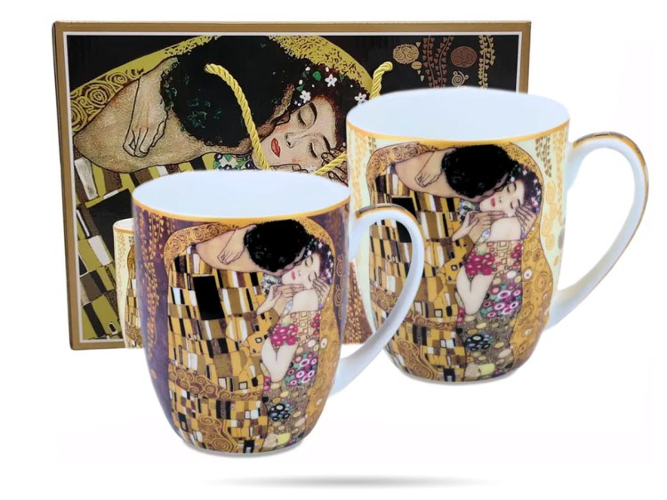 Kubki Klimt Pocałunek 450 ml 2 szt porcelana na prezent CARMANI