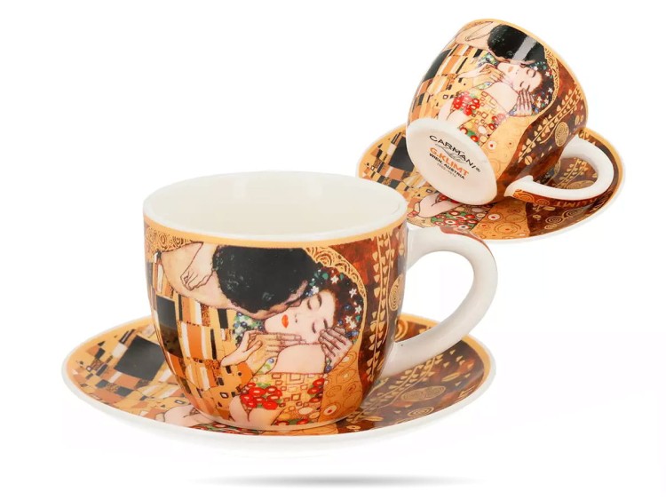 Filiżanka ze spodkiem Klimt Pocałunek 80 ml espresso CARMANI
