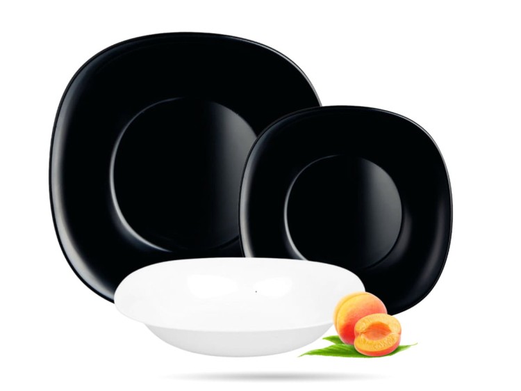 Serwis obiadowy dla 6 osób 18 elementów czarno biały Carine LUMINARC