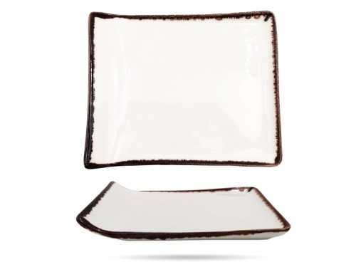 Talerz serwingowy płytki Vanilla 21,5 x 17,5 cm kremowy porcelana FINE DINE