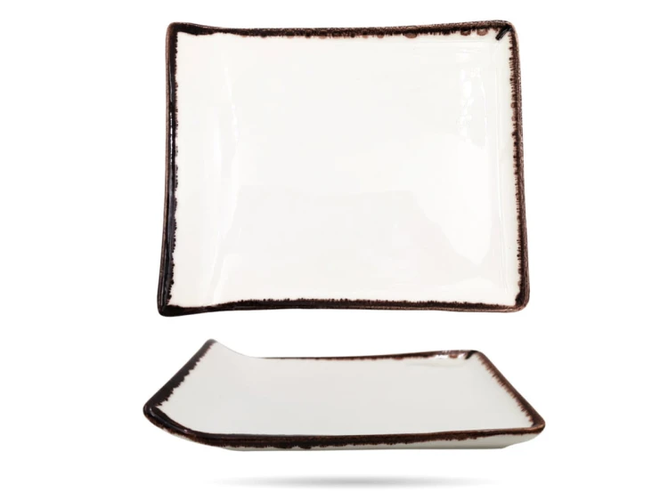 Talerz serwingowy płytki Vanilla 21,5 x 17,5 cm kremowy porcelana FINE DINE