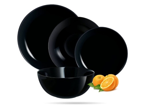 Serwis obiadowy z dużą salaterką 6 os 19 el czarny Diwali LUMINARC