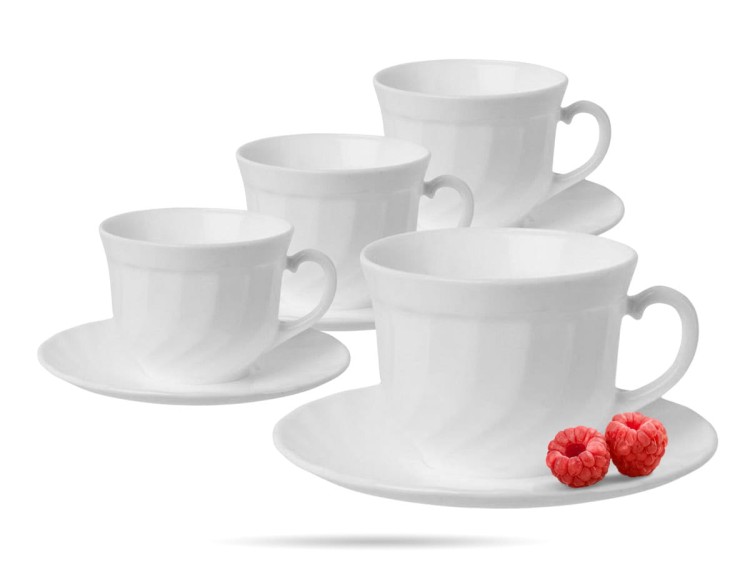 Serwis kawowy dla 4 osób 8 el filiżanka 280 ml biały Trianon LUMINARC