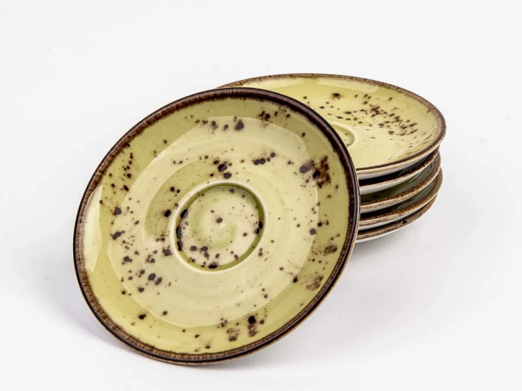 Spodek do filiżanki Olive 14 cm zielony Earth Colours porcelana FINE DINE
