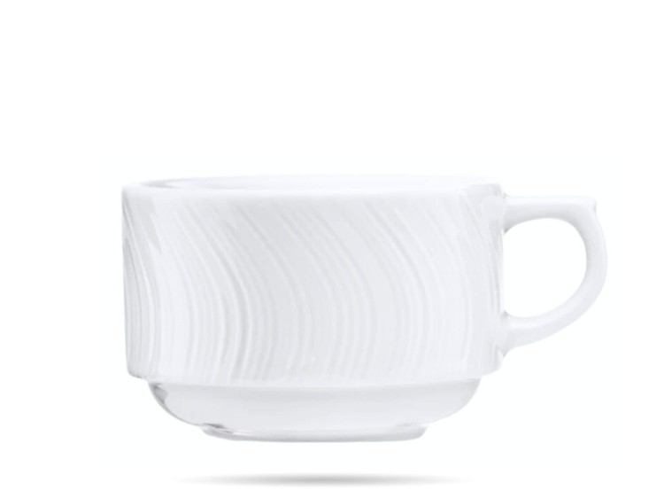 Filiżanka ze spodkiem 190 ml River sztaplowana biała porcelana LUBIANA