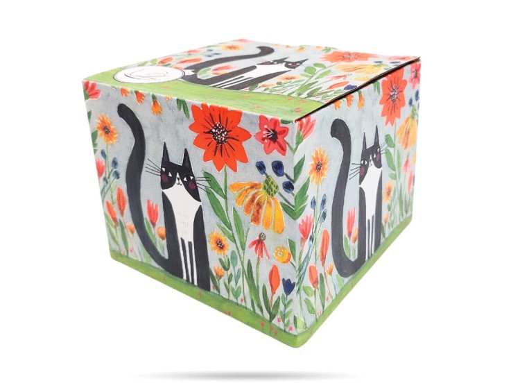 Kubek prosty 610 ml Koci świat łąka porcelana na prezent DUO