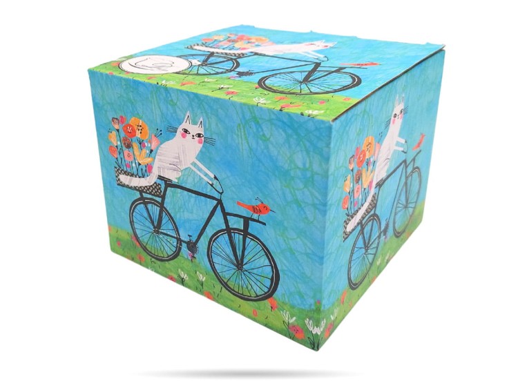 Kubek prosty 610 ml Koci świat rower porcelana na prezent DUO