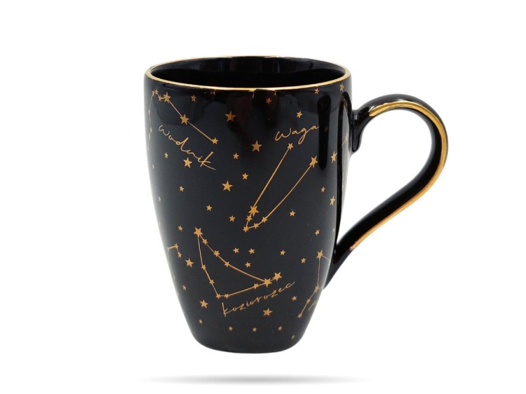 Kubek na prezent zaparzacz pokrywka 300 ml Zodiak Black PORCELANA BOGUCICE
