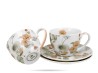 Filiżanki ze spodkami 280 ml kwiaty Yvonne 2 szt porcelana na prezent DUO