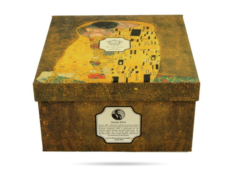 Filiżanka ze spodkiem Klimt Pocałunek 470 ml Jumbo porcelana na prezent DUO