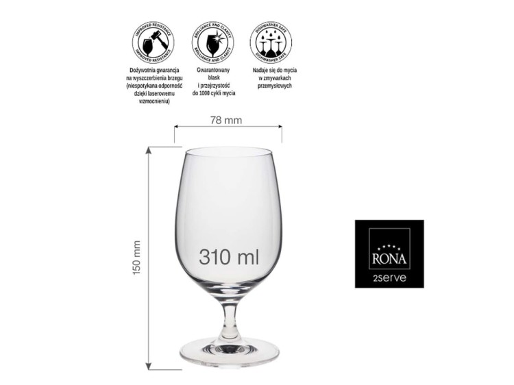 Kieliszek pokal do wody 310 ml Edition szkło kryształowe Rona FINE DINE