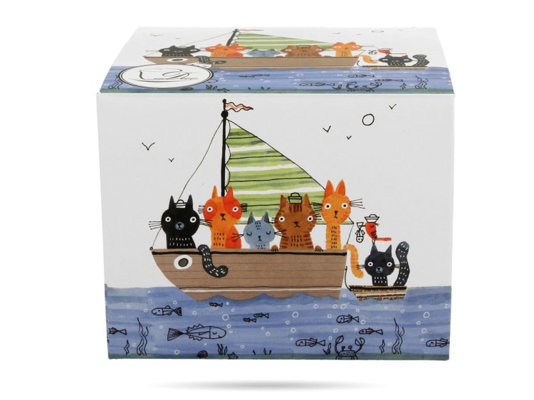 Kubek prosty Koci świat Marynarze 610 ml porcelana na prezent DUO