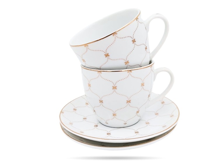 Filiżanki ze spodkami 300 ml 2 szt Gemis Athena PORCELANA BOGUCICE
