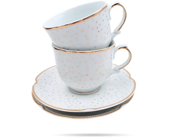 Filiżanki ze spodkami 220 ml 2 szt prezent Alessia PORCELANA BOGUCICE