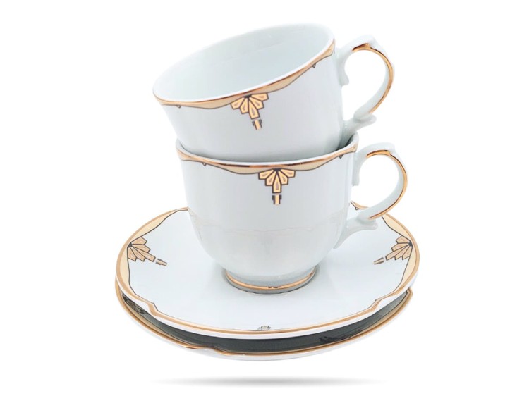 Filiżanki ze spodkami 220 ml 2 szt prezent Clara PORCELANA BOGUCICE