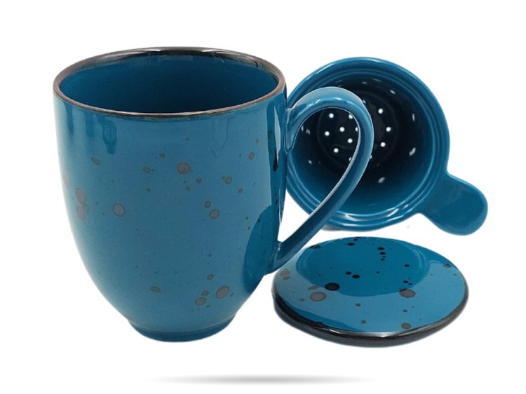 Kubek z pokrywką 400 ml zaparzacz Cottage Laguna Alumina PORCELANA BOGUCICE