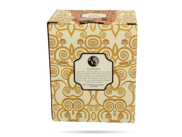 Kubek kwadratowy Klimt Pocałunek ecru 630 ml porcelana na prezent DUO
