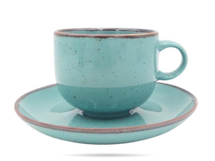 Filiżanka ze spodkiem 250 ml zielona Rustic Green PORCELANA BOGUCICE