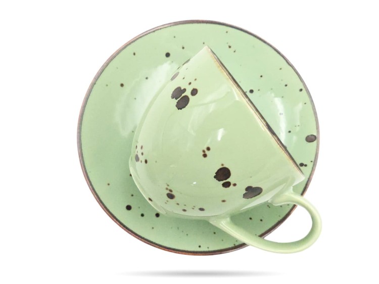 Filiżanka ze spodkiem 300 ml zielona Cottage Green PORCELANA BOGUCICE