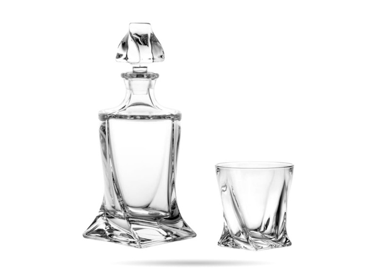 Zestaw do whisky Prestige Quadro karafka + 6 szklanek kryształ BOHEMIA